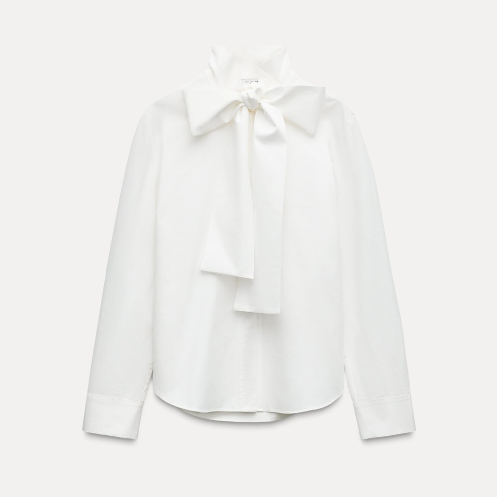 Zara BOW BLOUSE ZW COLLECTION in White - Picture 2 of 2